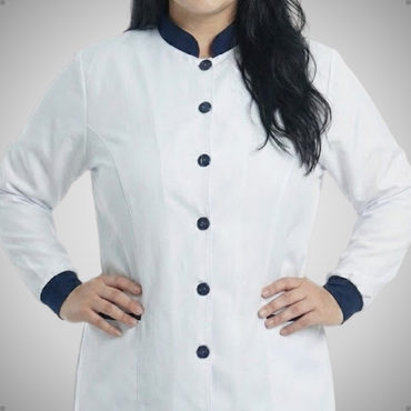 Jaleco Plus Size Feminino Manu Branco com Marinho