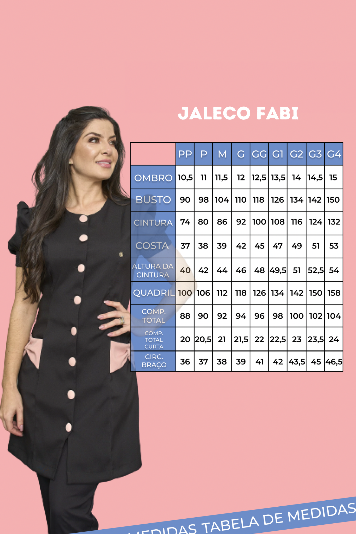Jaleco Feminino Fabi Rosê