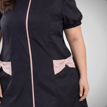 Jaleco Plus Size Feminino Fabi Preto com Rosê