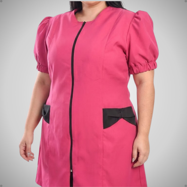 Jaleco Plus Size Feminino Fabi Pink com Preto