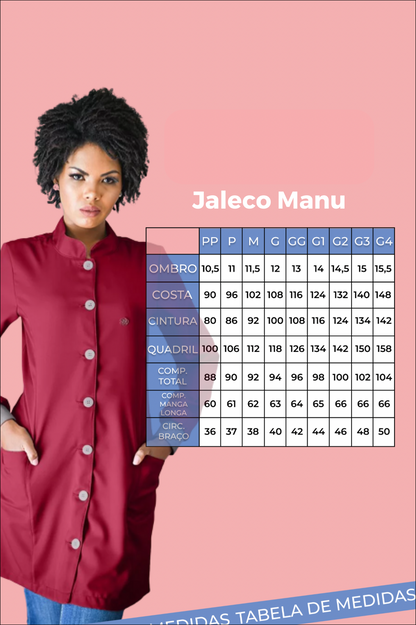 Jaleco Feminino Manu Cinza com Rosê