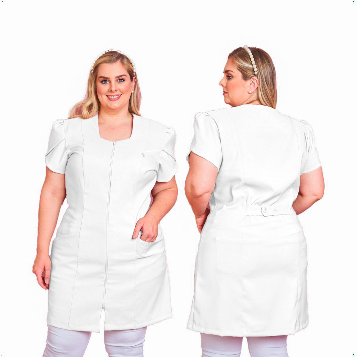 Jaleco Plus Size Feminino Bárbara Branco
