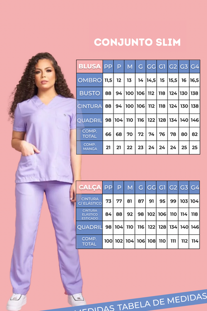 Scrub Feminino Slim Preto com Rosê