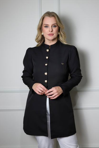 Jaleco Plus Size Feminino Topázio Preto
