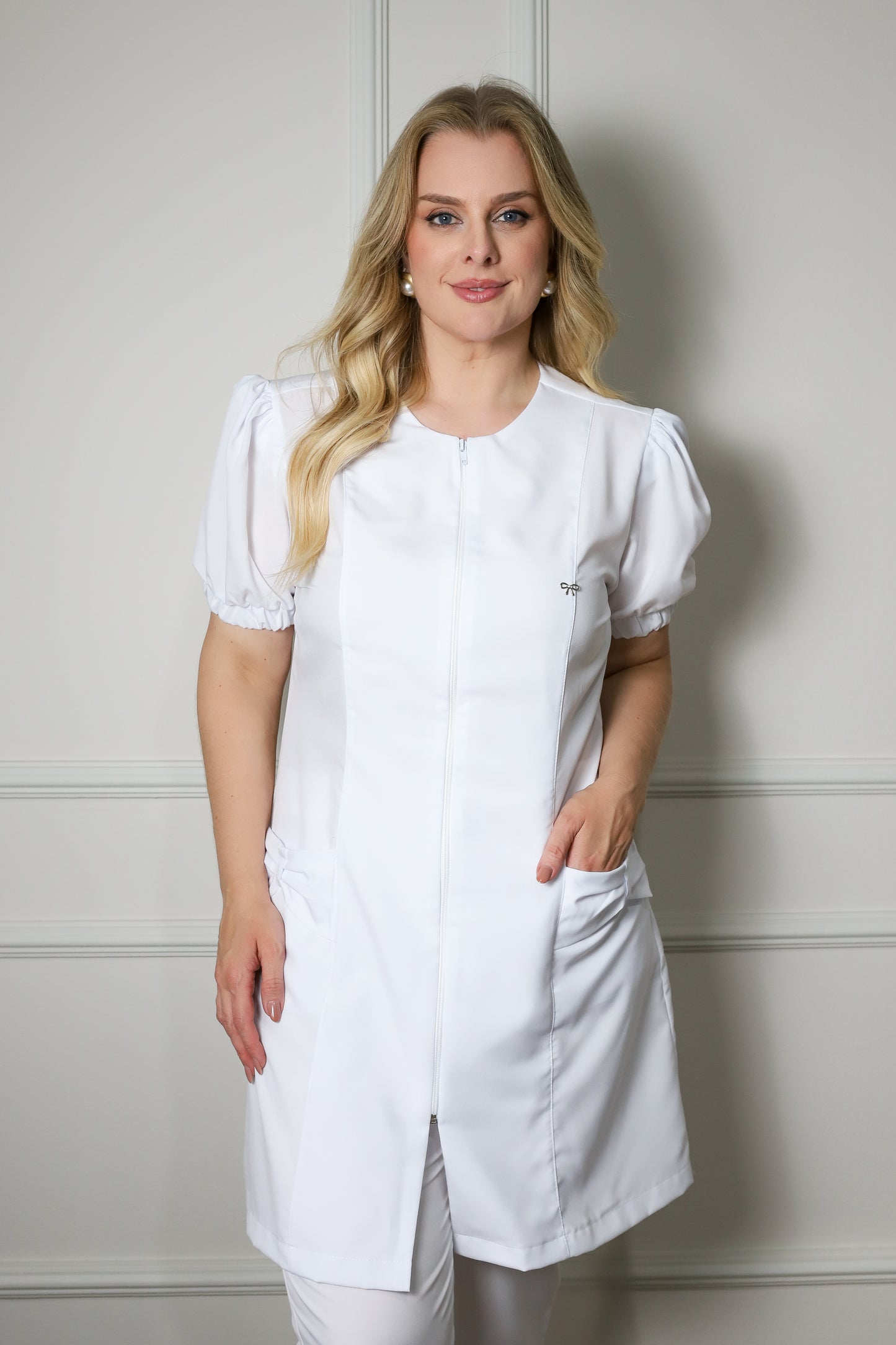 Jaleco Plus Size Feminino Fabi Branco