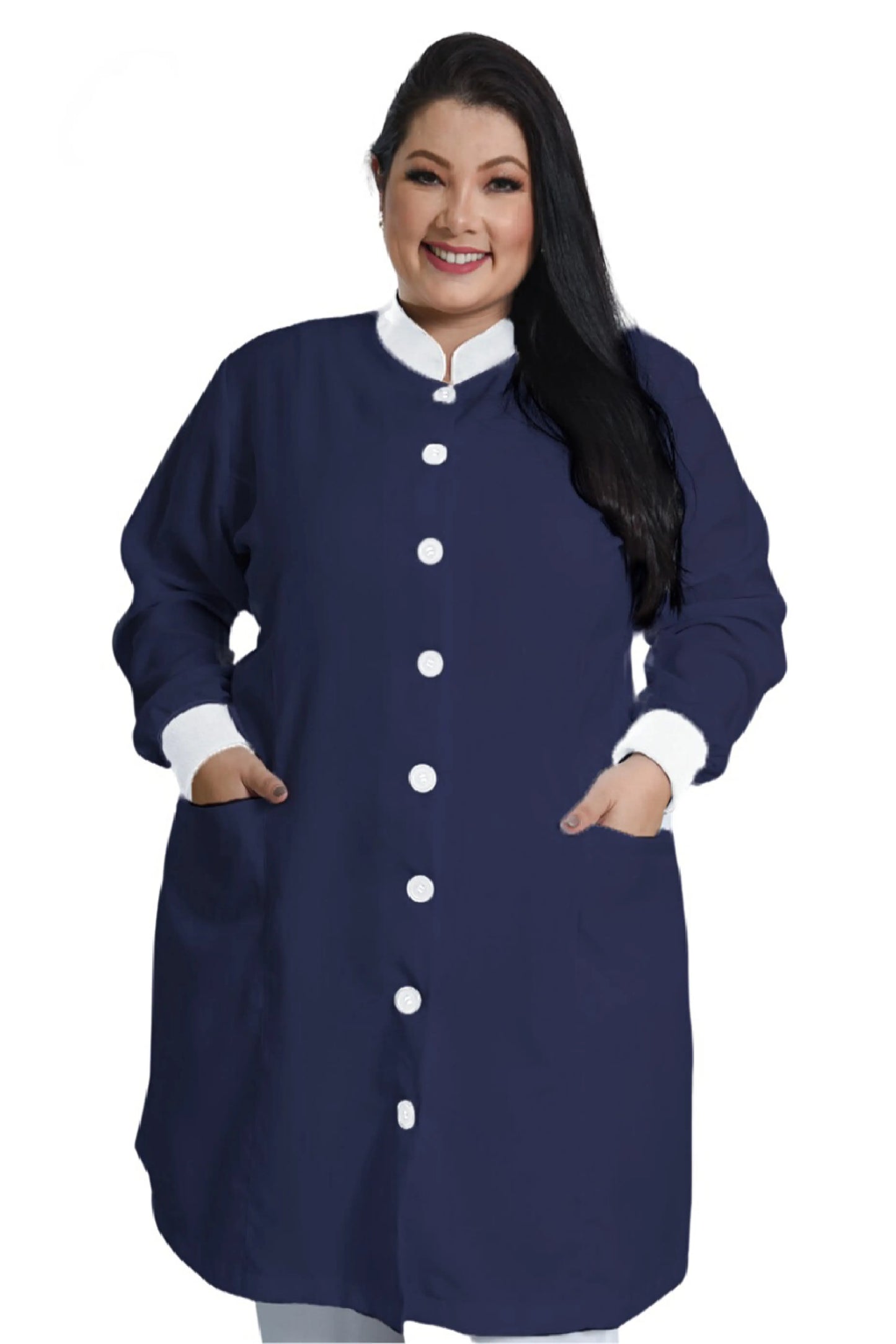 Jaleco Plus Size Feminino Manu Marinho com Branco