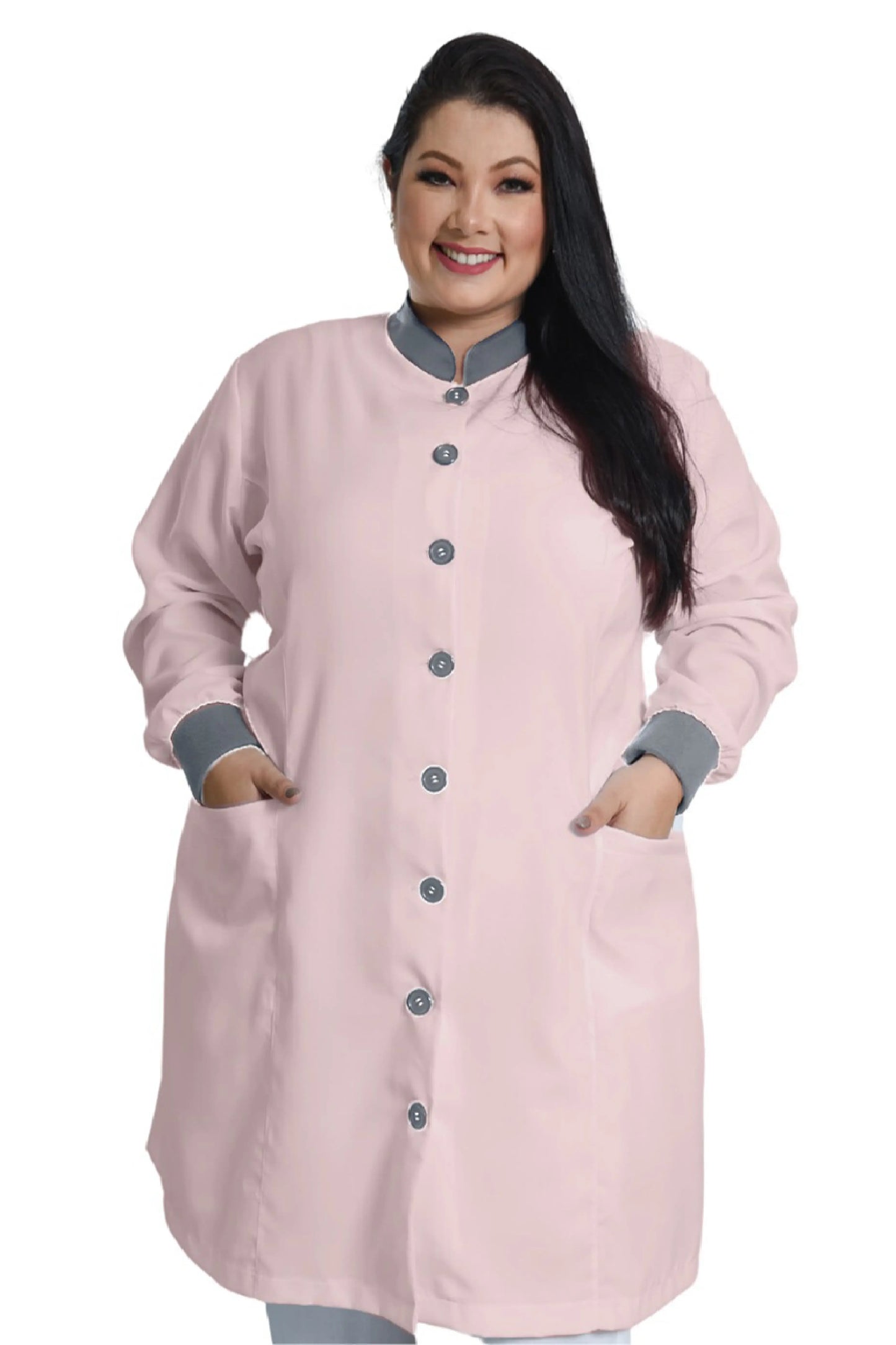 Jaleco Plus Size Feminino Manu Rosê com Cinza