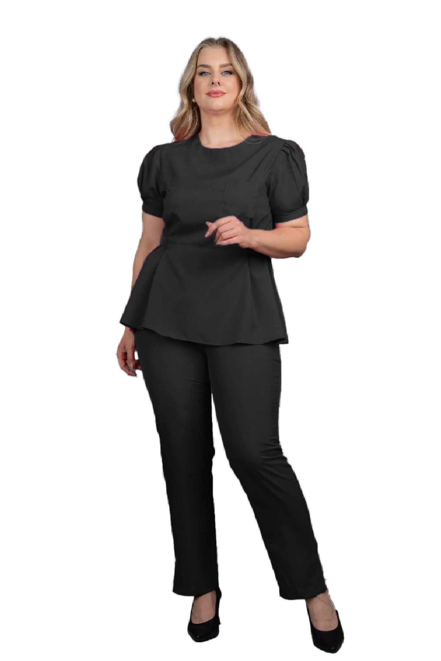 Scrub Plus Size Feminino Orquídea Preto
