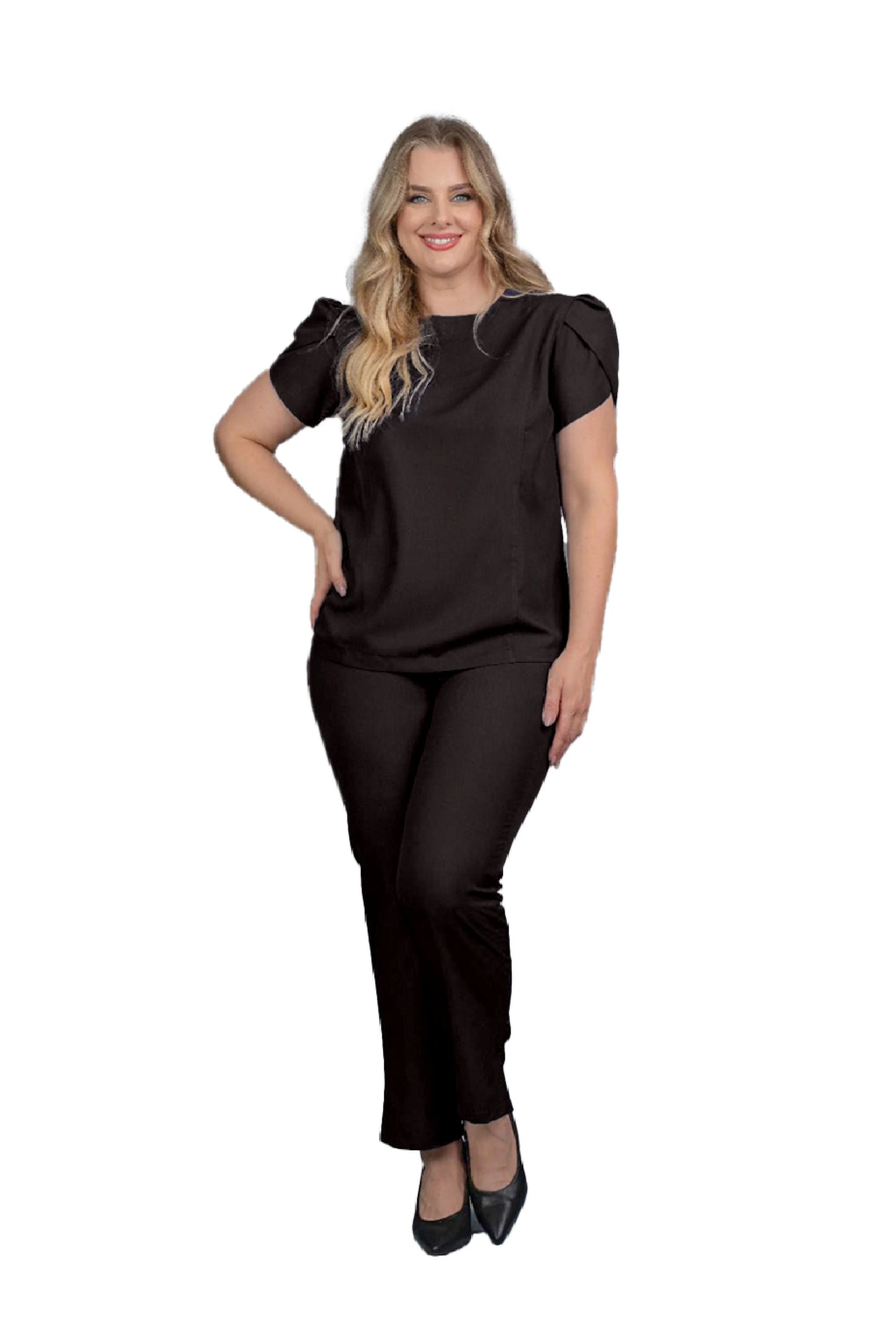 Scrub Plus Size Feminino Tulipa Preto