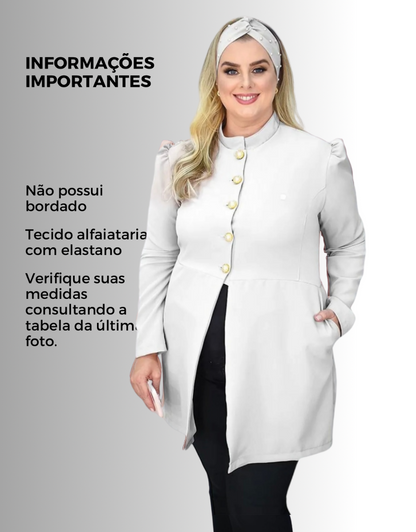 Jaleco Plus Size Feminino Topázio Branco