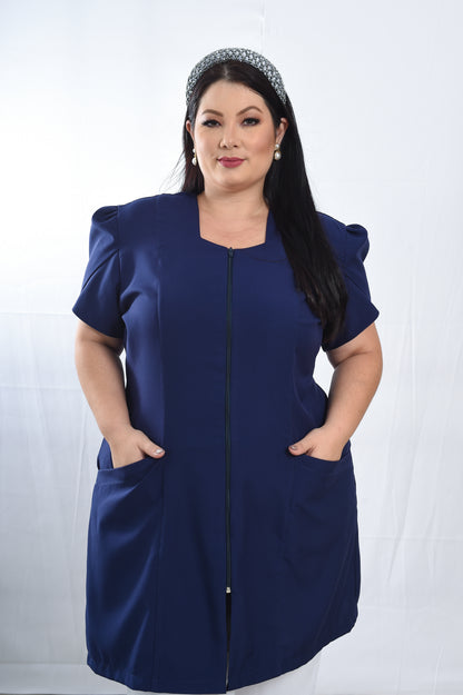 Jaleco Plus Size Feminino Bárbara Azul Marinho