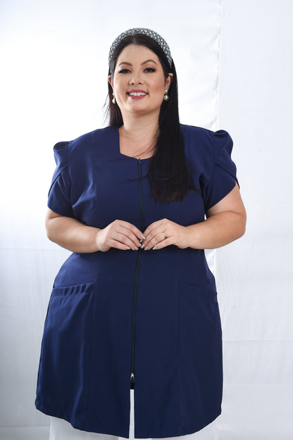 Jaleco Plus Size Feminino Bárbara Azul Marinho