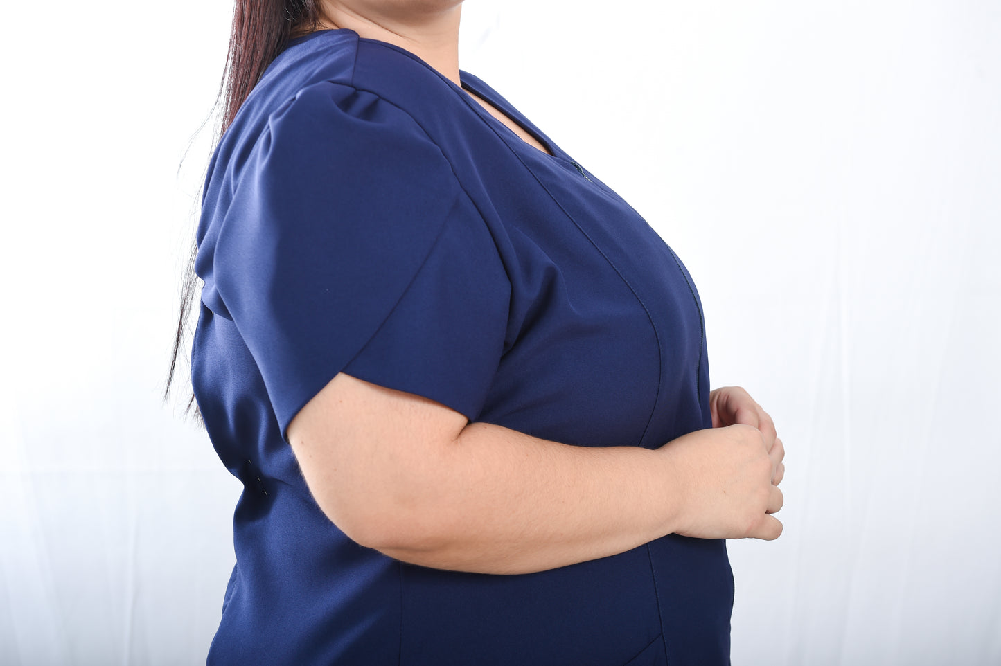 Jaleco Plus Size Feminino Bárbara Azul Marinho