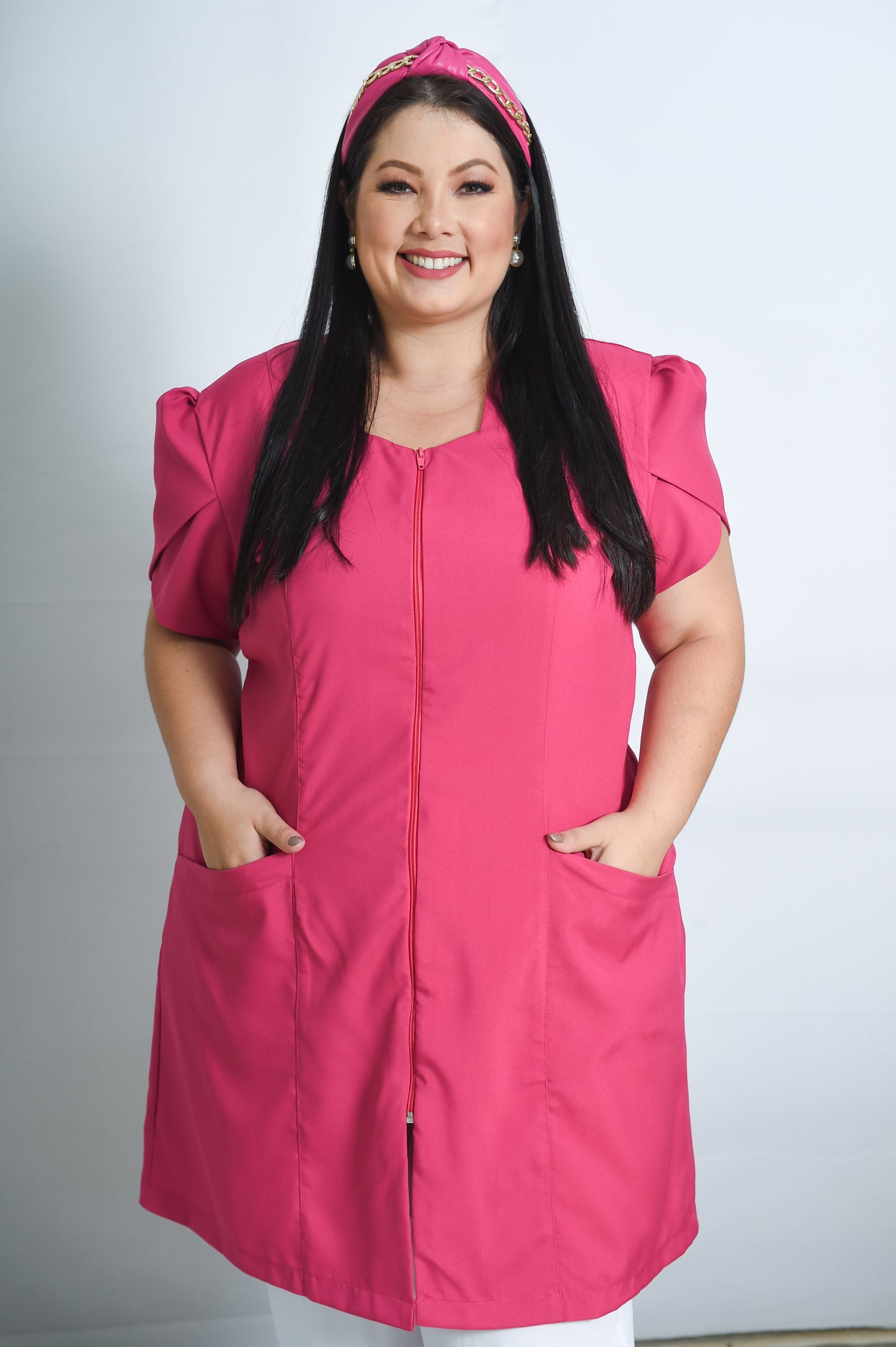 Jaleco Plus Size Feminino Bárbara Rosa Pink
