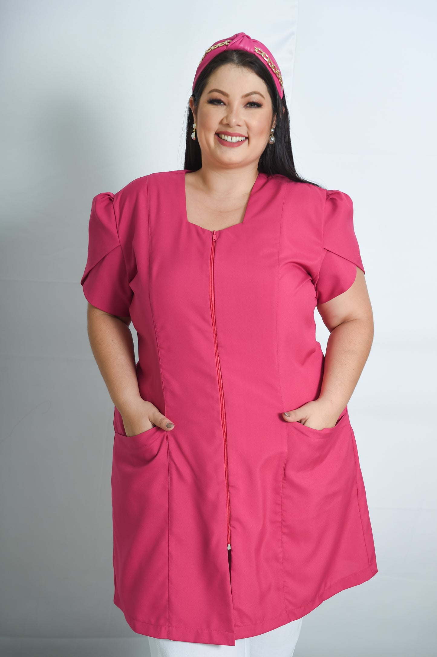 Jaleco Plus Size Feminino Bárbara Rosa Pink