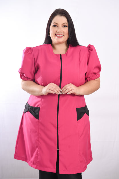 Jaleco Plus Size Feminino Fabi Pink com Preto
