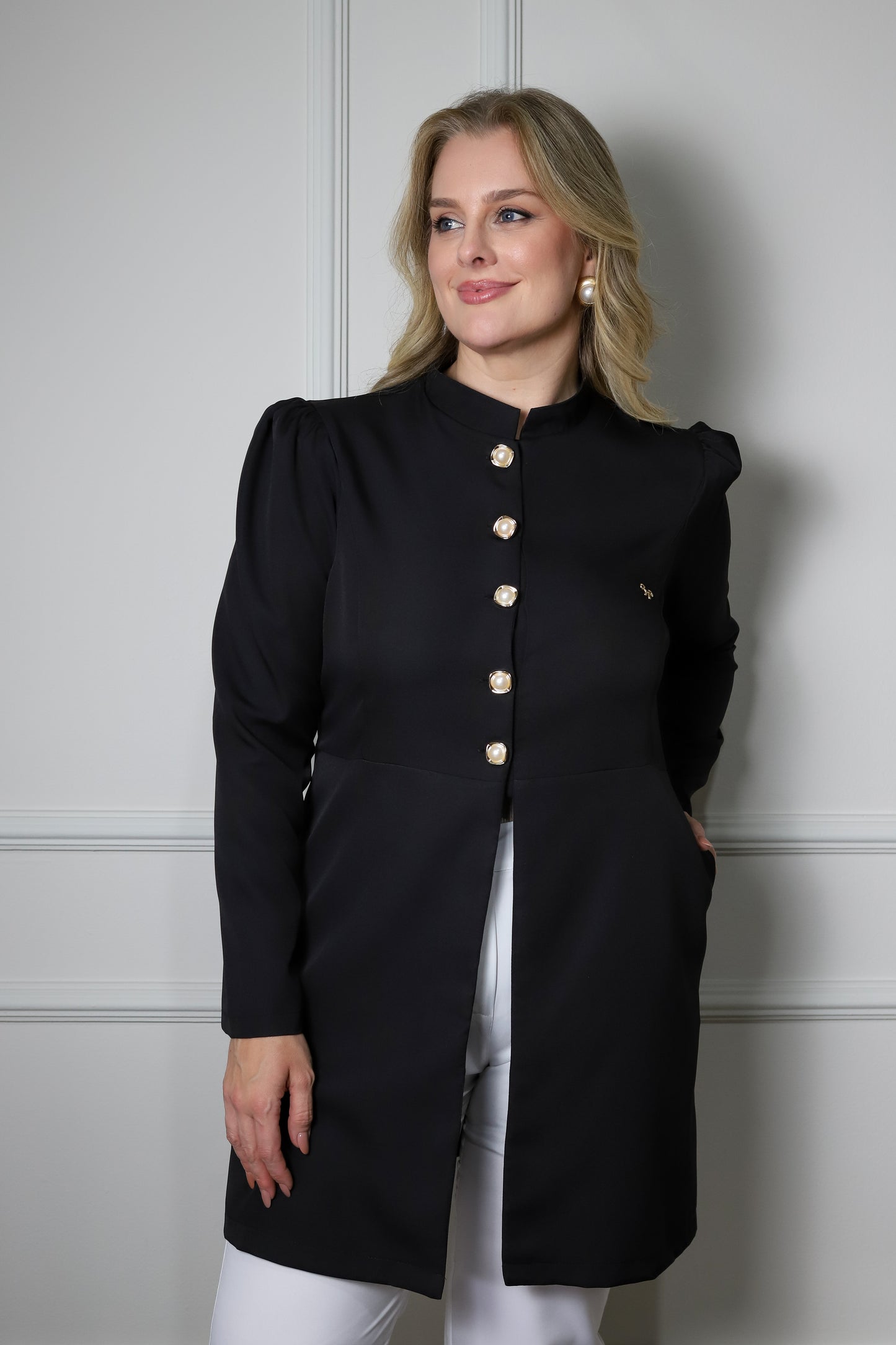 Jaleco Plus Size Feminino Topázio Preto