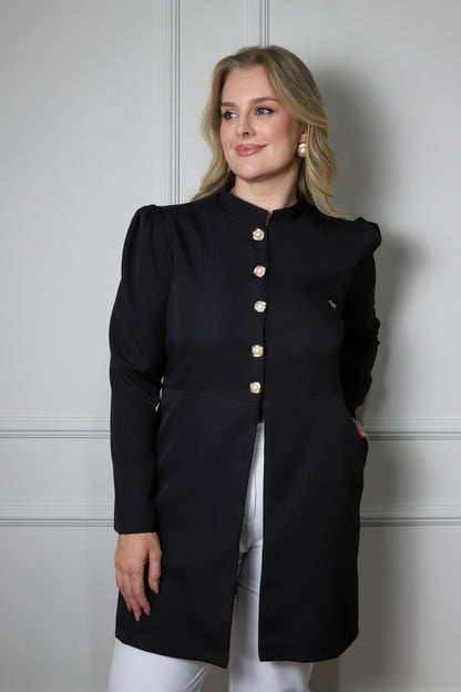 Jaleco Plus Size Feminino Topázio Preto
