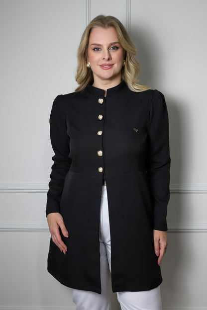 Jaleco Plus Size Feminino Topázio Preto