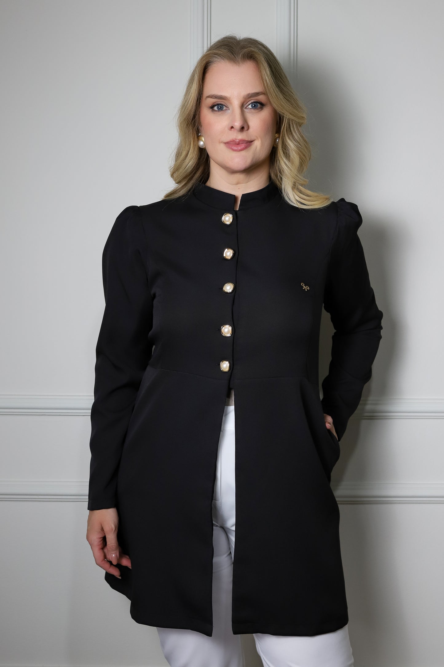 Jaleco Plus Size Feminino Topázio Preto