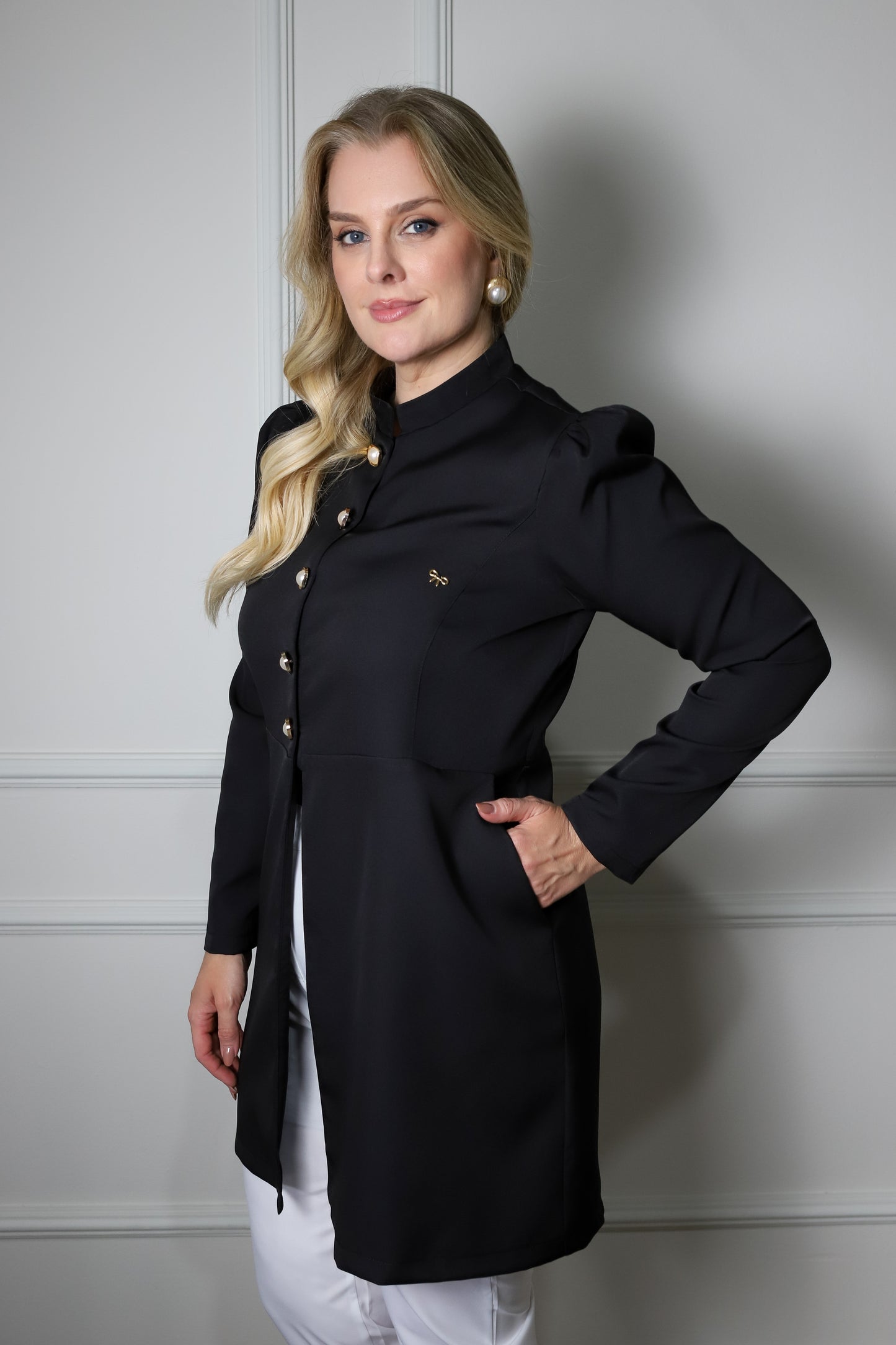 Jaleco Plus Size Feminino Topázio Preto