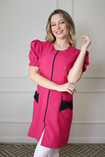Jaleco Feminino Fabi Rosa Pink com Preto