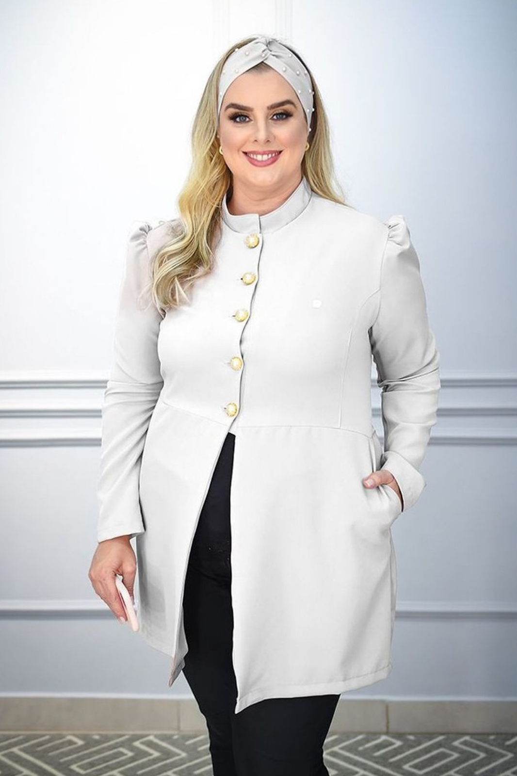 Jaleco Plus Size Feminino Topázio Branco