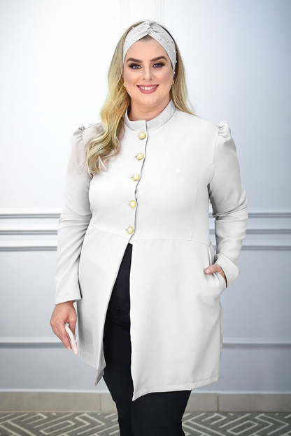 Jaleco Plus Size Feminino Topázio Branco
