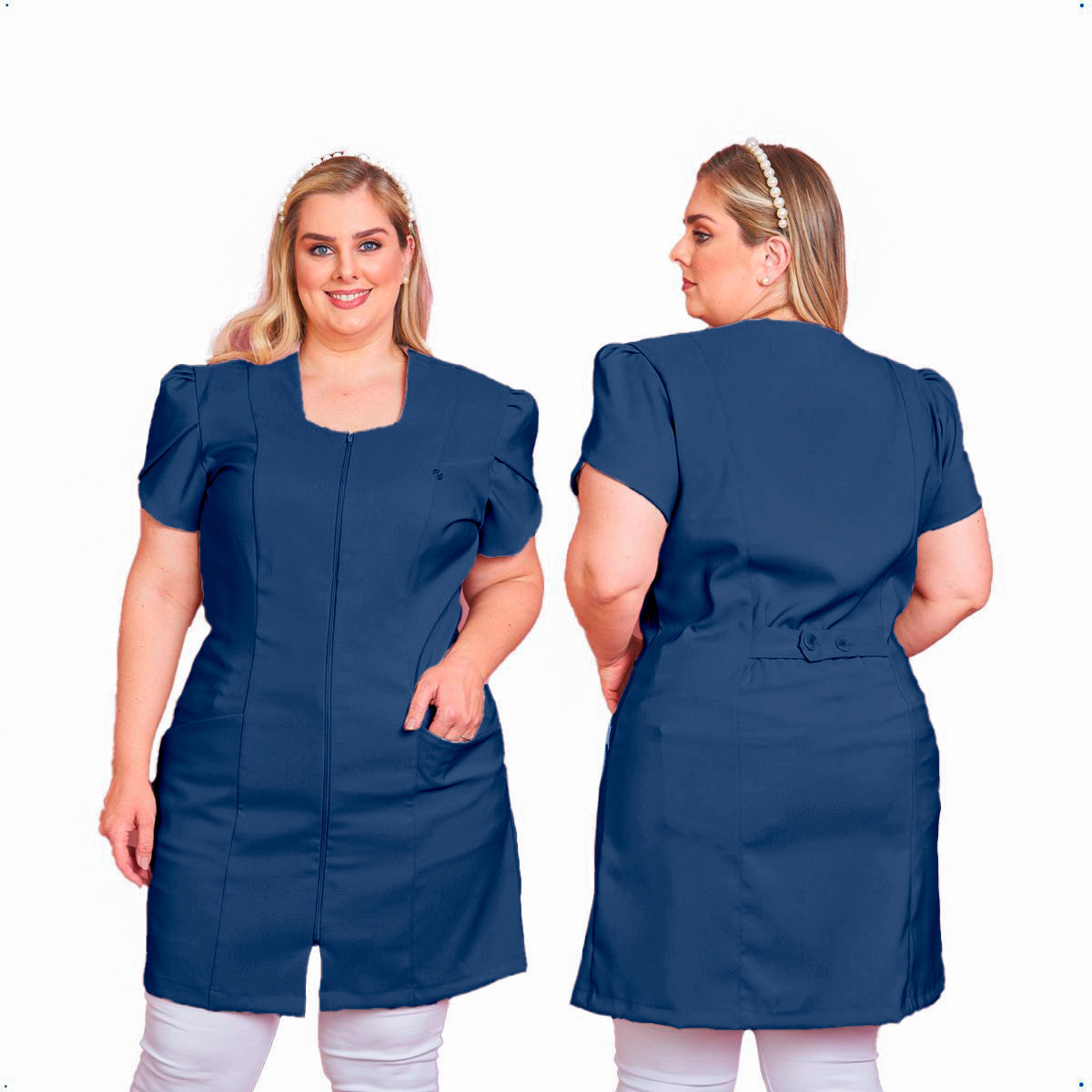 Jaleco Plus Size Feminino Bárbara Azul Marinho