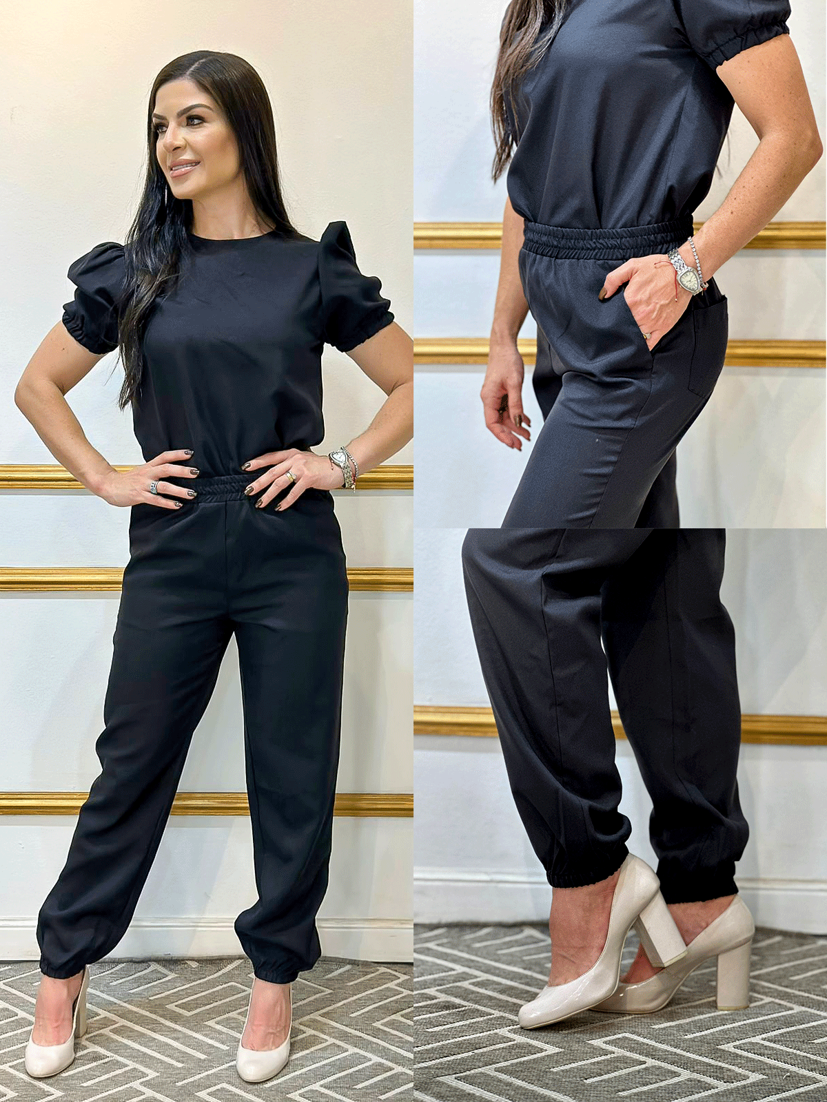 Scrub Feminino Dália Negra Preto