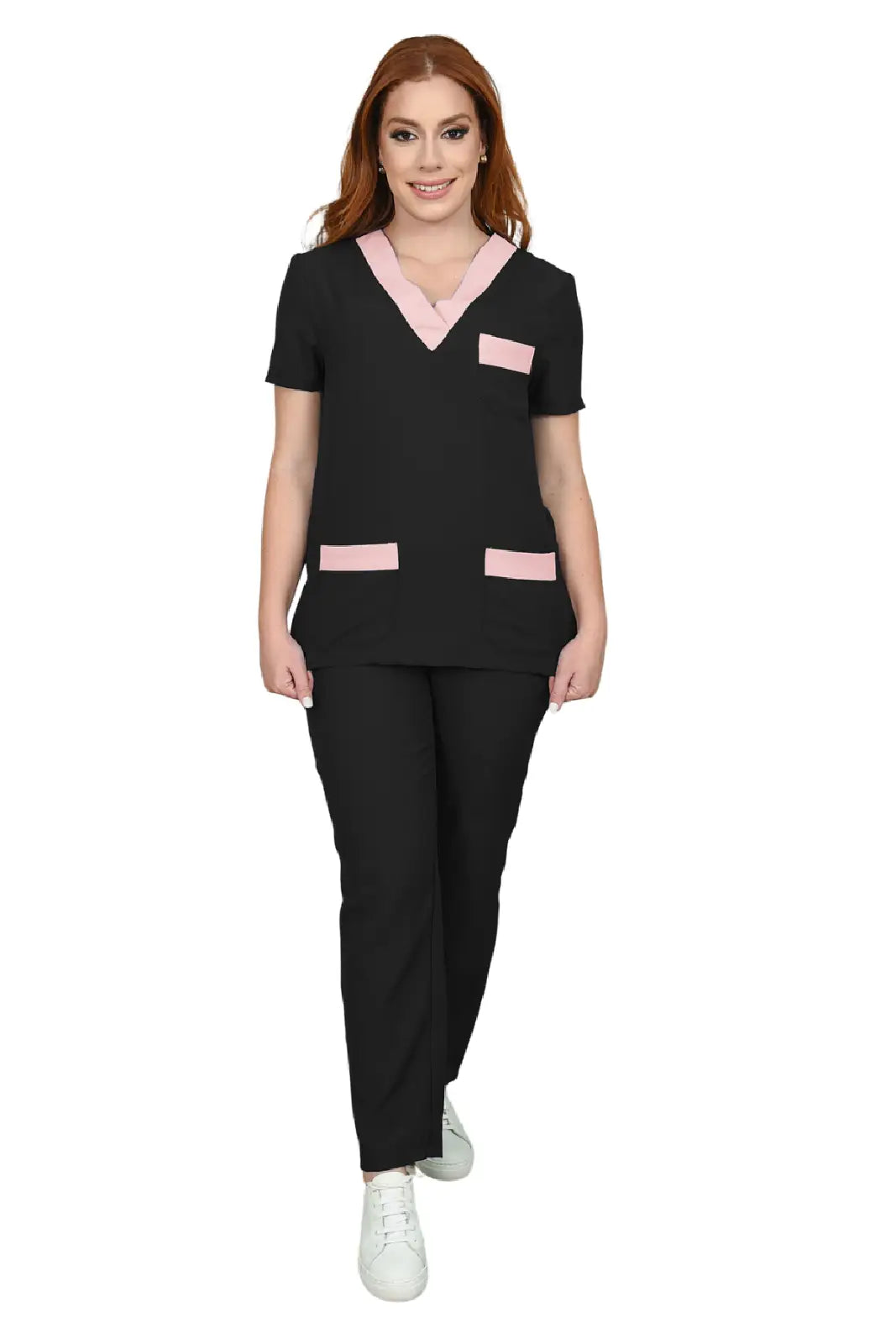 Scrub Feminino Slim Preto com Rosê