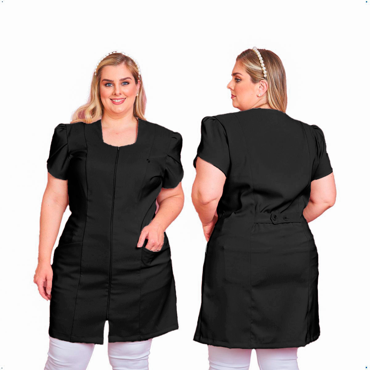 Jaleco Plus Size Feminino Bárbara Preto