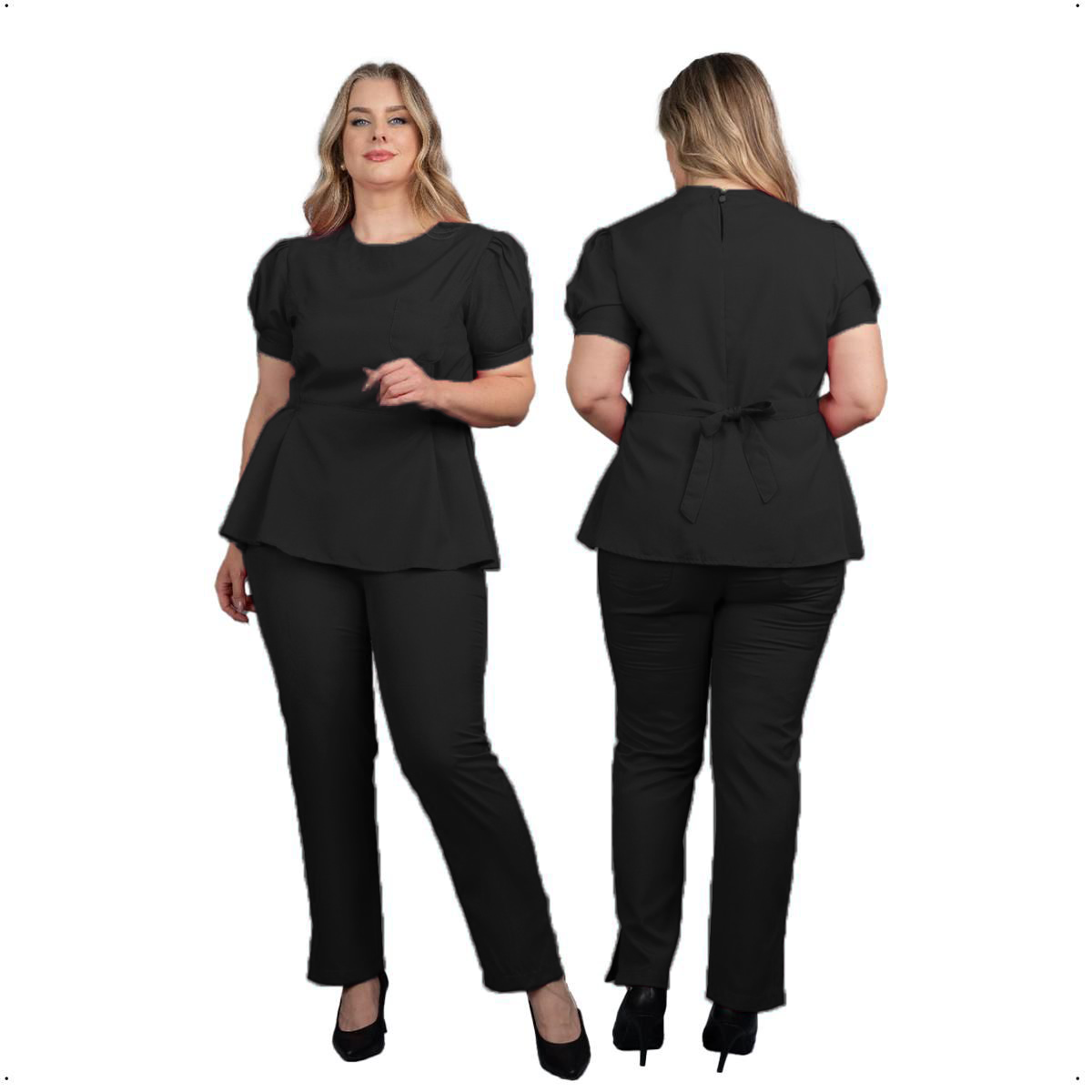 Scrub Plus Size Feminino Orquídea Preto