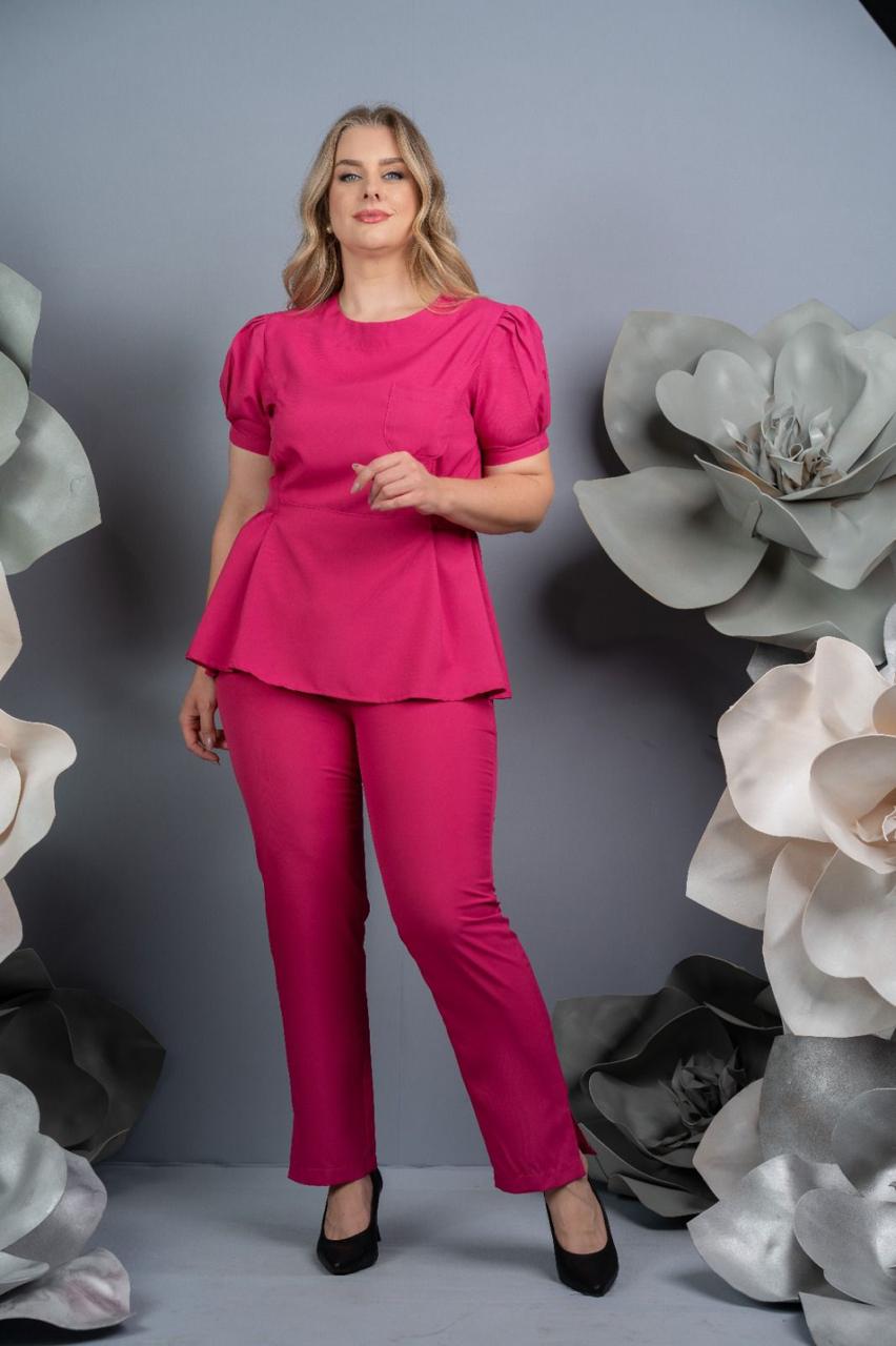Scrub Plus Size Feminino Orquídea Rosa Pink