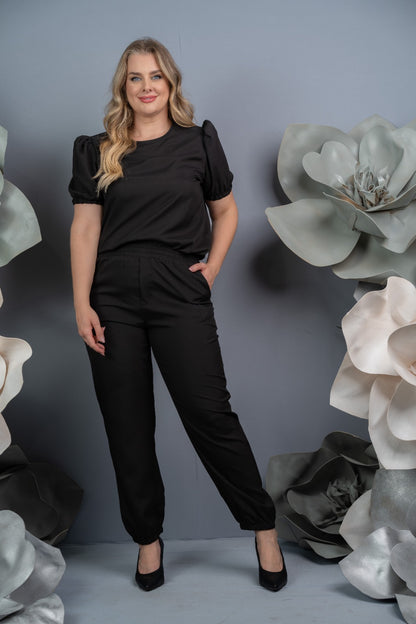 Scrub Plus Size Feminino Dália Negra Preto