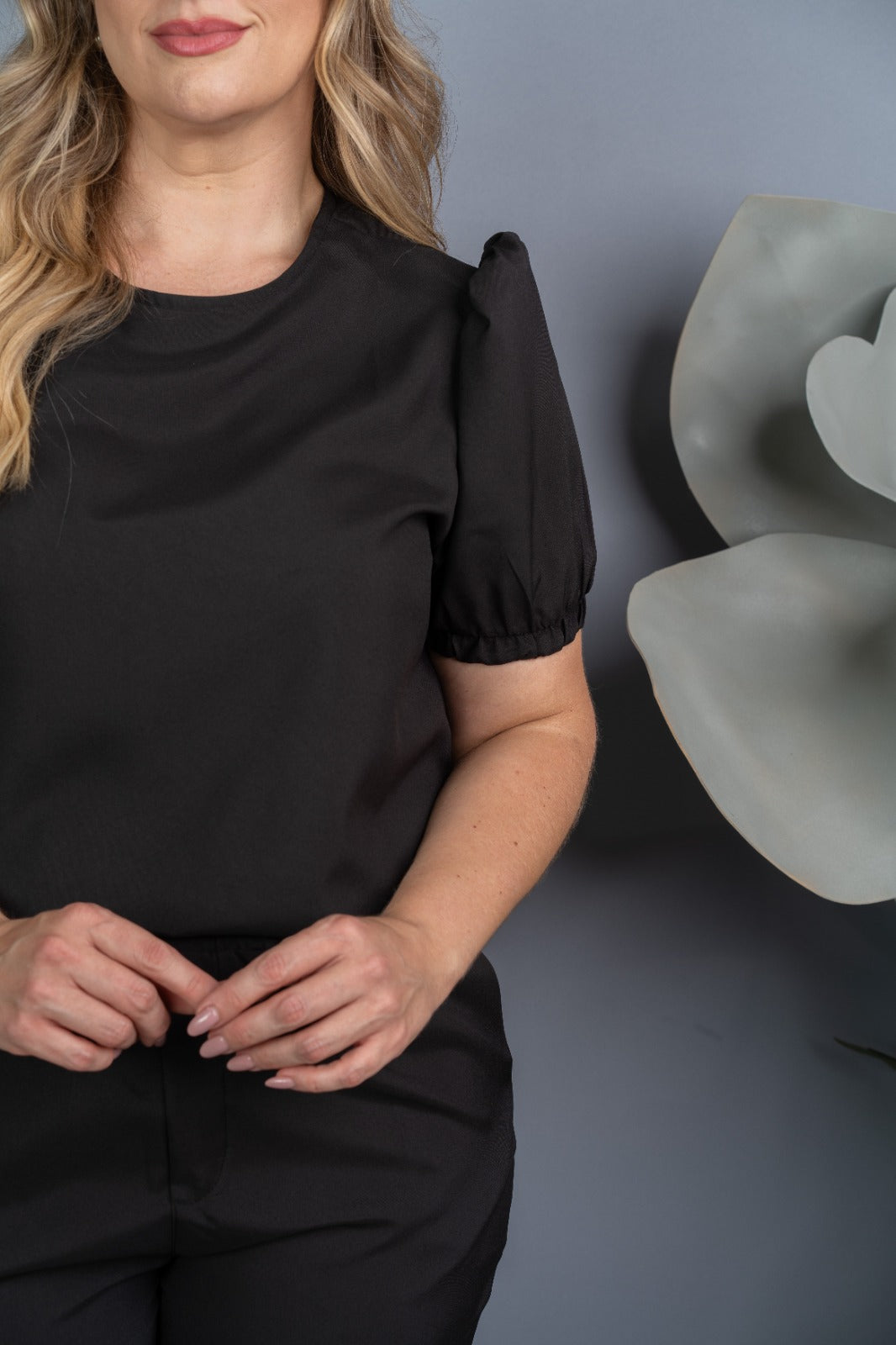 Scrub Plus Size Feminino Dália Negra Preto