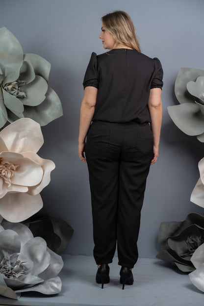 Scrub Plus Size Feminino Dália Negra Preto