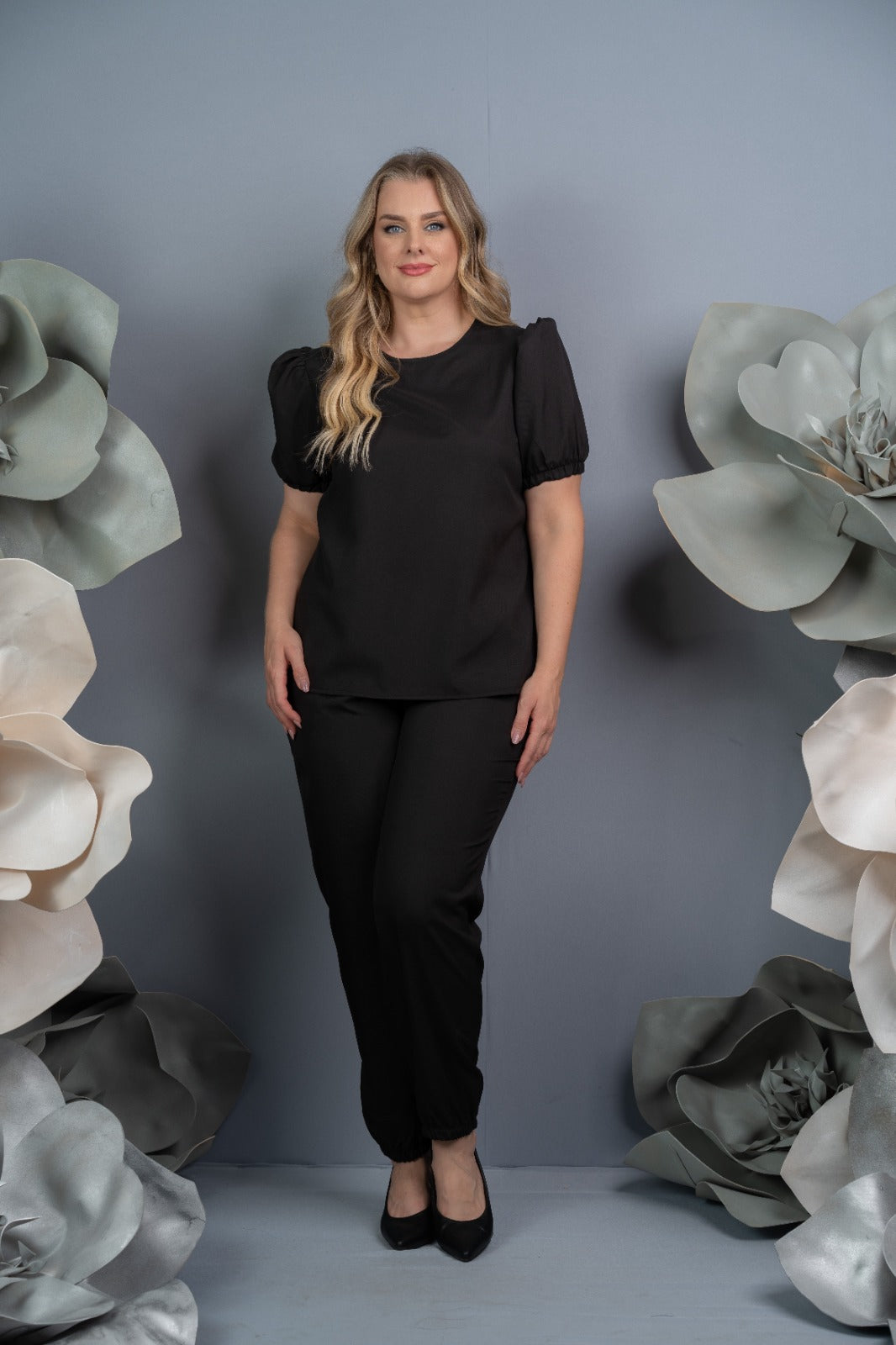 Scrub Plus Size Feminino Dália Negra Preto