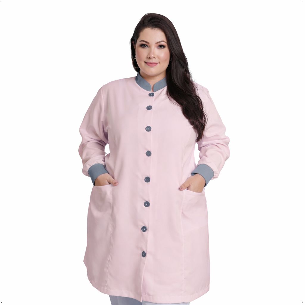 Jaleco Plus Size Feminino Manu Rosê com Cinza
