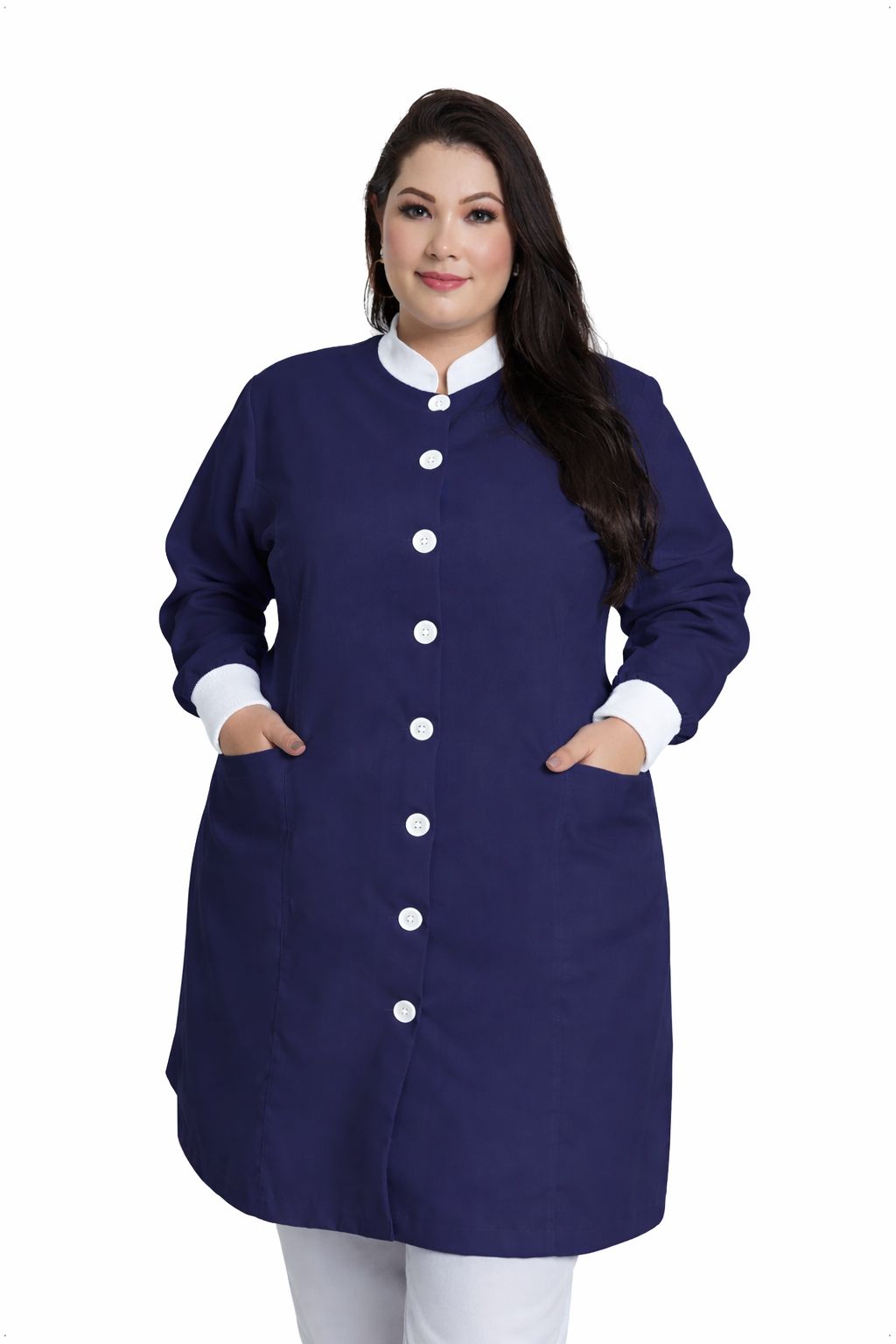 Jaleco Plus Size Feminino Manu Marinho com Branco