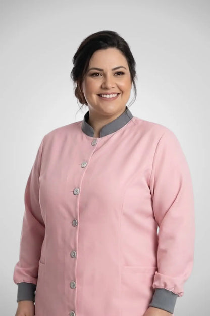 Jaleco Plus Size Feminino Manu Rosê com Cinza