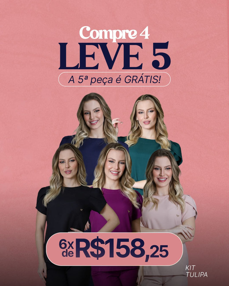KIT Scrub Feminino Tulipa Compre 4 leve 5