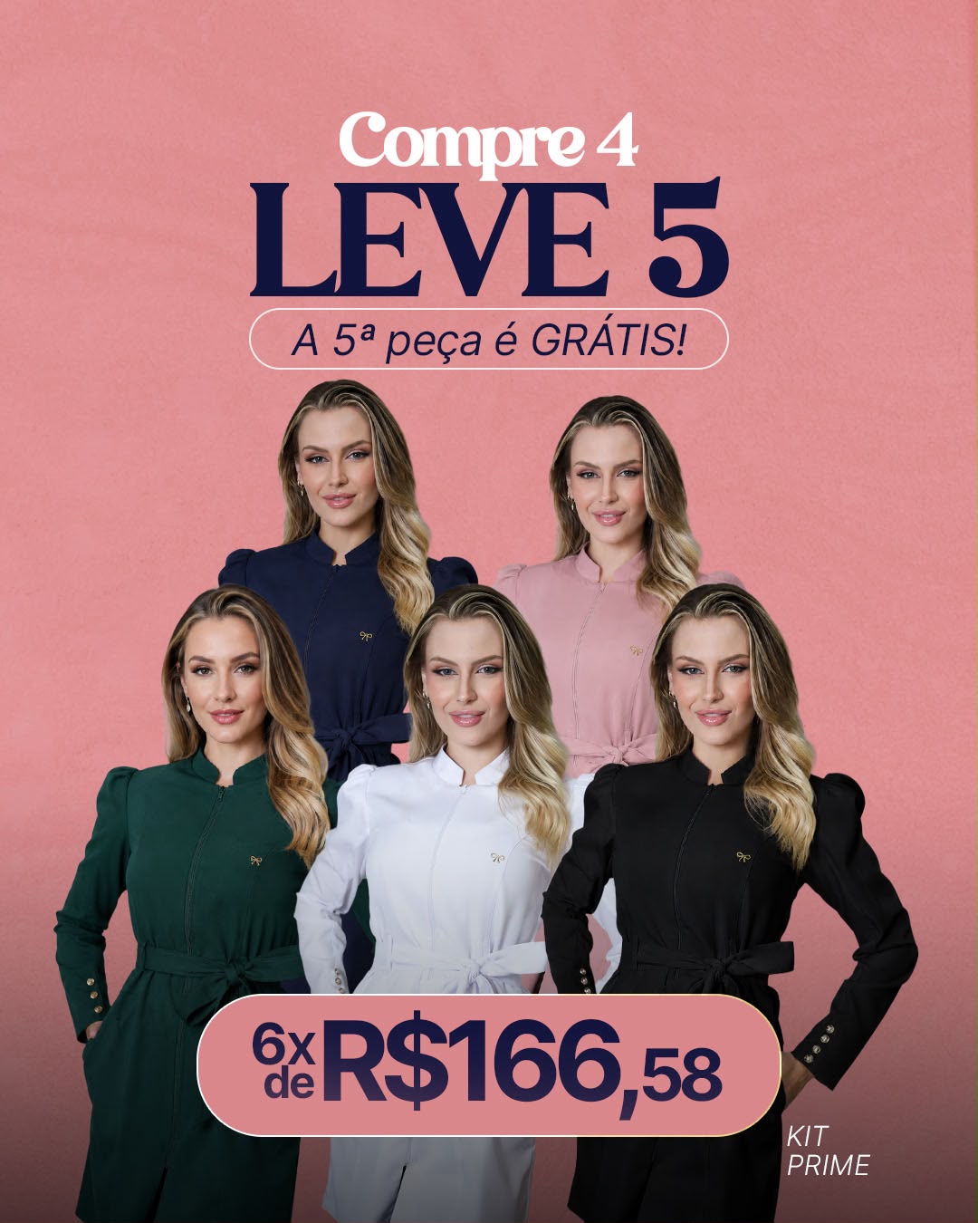 KIT Jaleco Feminino Prime Compre 4 leve 5
