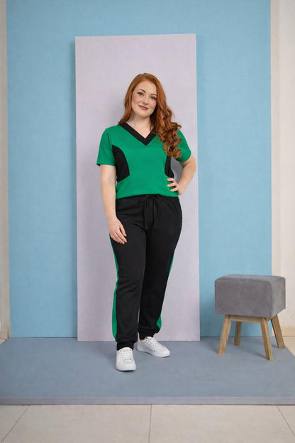 Scrub Feminino Confy Verde Esmeralda com Preto | Tam M