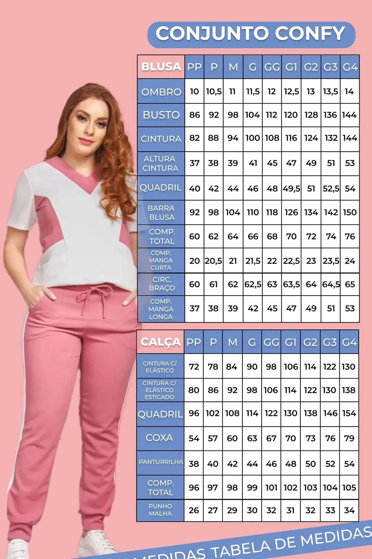 Scrub Feminino Confy Rosê Claro com Preto | Tam M