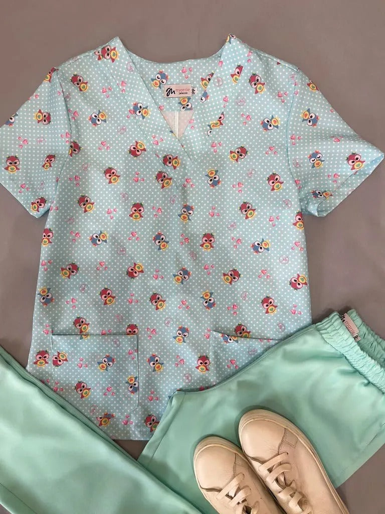 Scrub Feminino Corujinha Blue