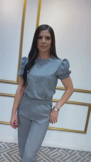 Scrub Feminino Dália Negra Cinza