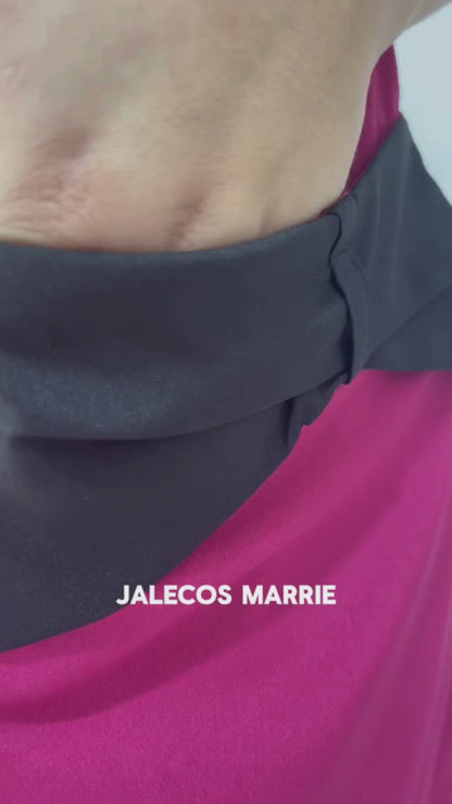 Jaleco Plus Size Feminino Fabi Preto com Rosê