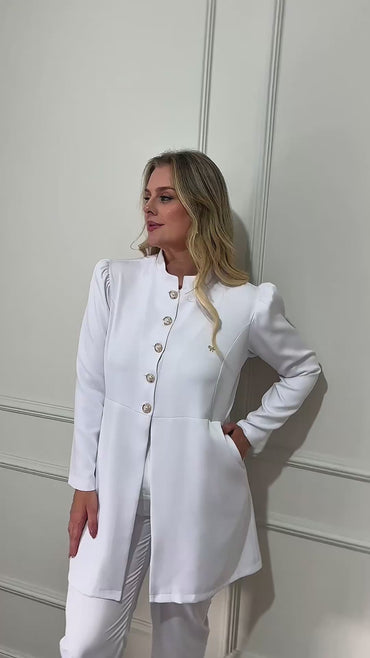 Jaleco Plus Size Feminino Topázio Branco